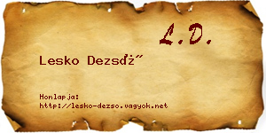 Lesko Dezső névjegykártya